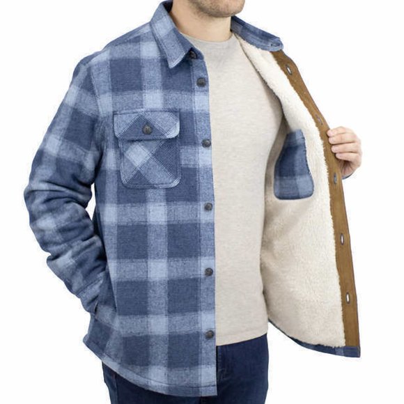 Jachs New York Men's Wool Blend Sherpa Fleece Lined Jacket Size M Blue Plaid NEW - Picture 15 of 16